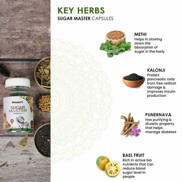 Sheopal's Sugar Master With Methi - Ayurvedic Blood Sugar Support Capsules - 60 Capsules
