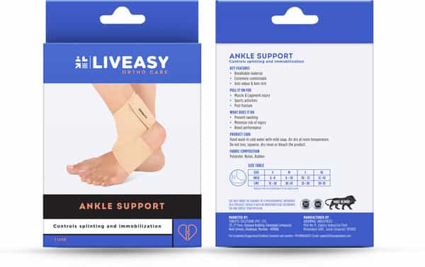 Liveasy Ortho Care Ankle Support - Prevents Swelling - Boosts Performance - Size Large