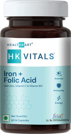 Healthkart Iron + Folic Acid - 60 Capsules