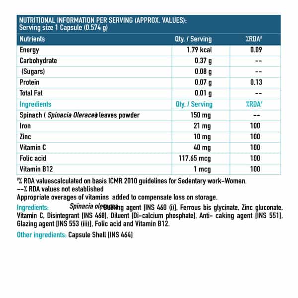 Healthkart Iron + Folic Acid - 60 Capsules