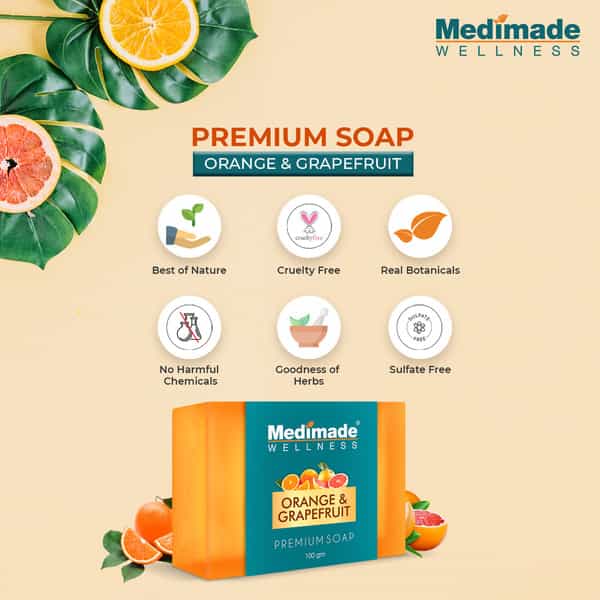 Medimade Orange & Grapefruit Premium Soap - 100 Gm X 3 ( Pack Of 3 )