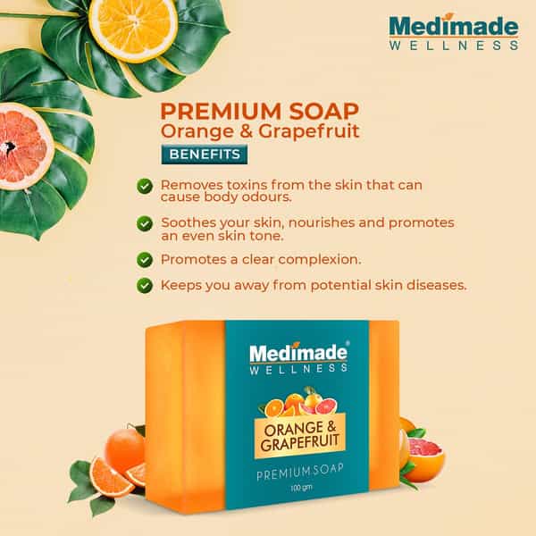Medimade Orange & Grapefruit Premium Soap - 100 Gm X 3 ( Pack Of 3 )