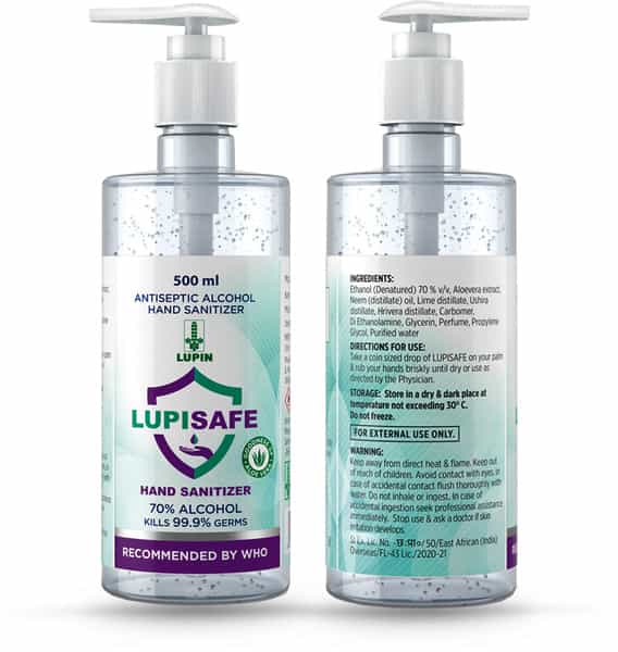 Lupisafe Alcohol Based Hand Sanitizer With Pump Bottle - 500Ml