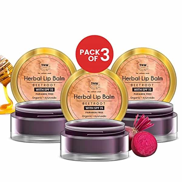 Tnw The Natural Wash Herbal Beetroot Lip Balm (Pack Of 3) For Dry Damaged Oils | 5G - Multicolor