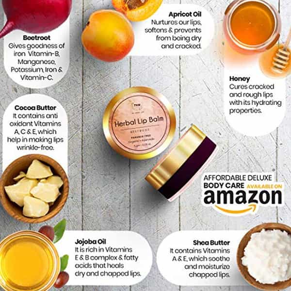 Tnw The Natural Wash Herbal Beetroot Lip Balm (Pack Of 3) For Dry Damaged Oils | 5G - Multicolor