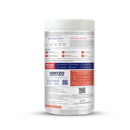 Gritzo Supermilk Overall Growth (13+Y Boys) | 12G Protein Powder (Double Chocolate | 400G)