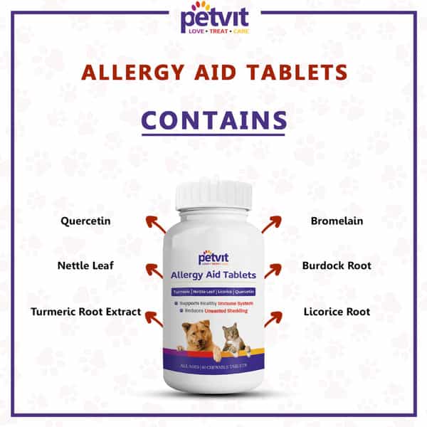 Petvit Allergy Aid Tablets All Breeds Of Dogs & Cats - 60 Chewable Tablets