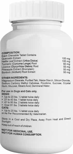 Petvit Allergy Aid Tablets All Breeds Of Dogs & Cats - 60 Chewable Tablets
