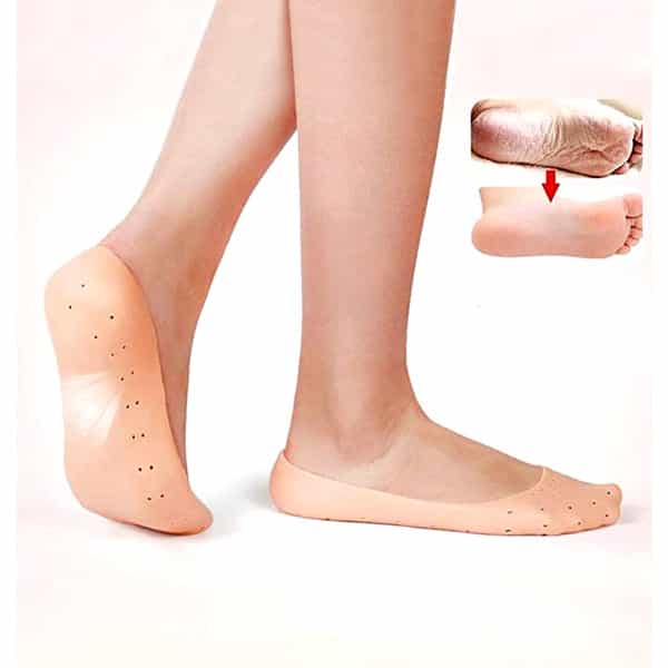 Dr Foot Silicone Moisturizing Heel Socks|Dry, Cracked Heels, Rough Skin, Dead Skin | Size S - 1 Pair