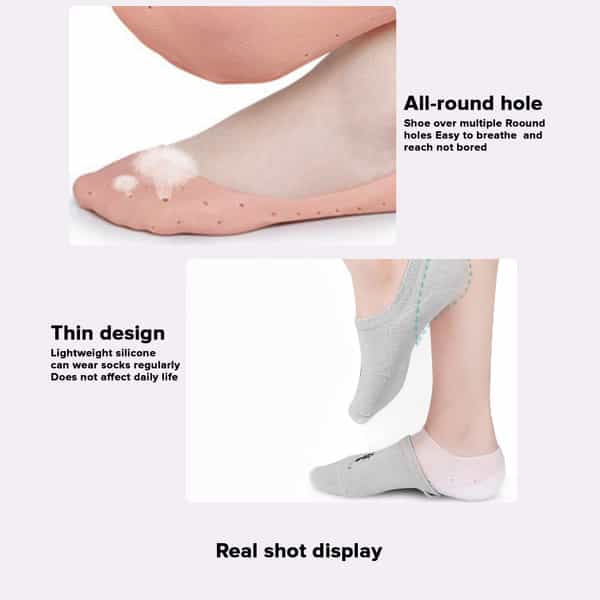 Dr Foot Silicone Moisturizing Heel Socks|Dry, Cracked Heels, Rough Skin, Dead Skin | Size S - 1 Pair