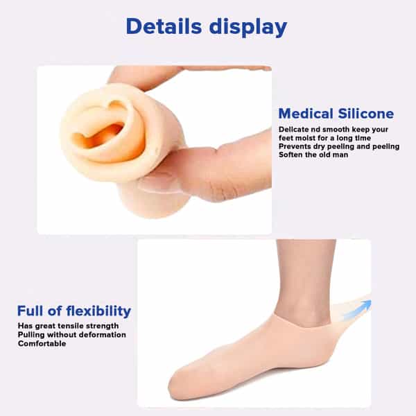 Dr Foot Silicone Moisturizing Heel Socks|Dry, Cracked Heels, Rough Skin, Dead Skin | Size S - 1 Pair