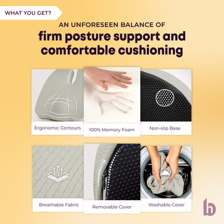 Betterhood Grey Memory Foam Ergonomic Coccyx Seat Cushion For Chair