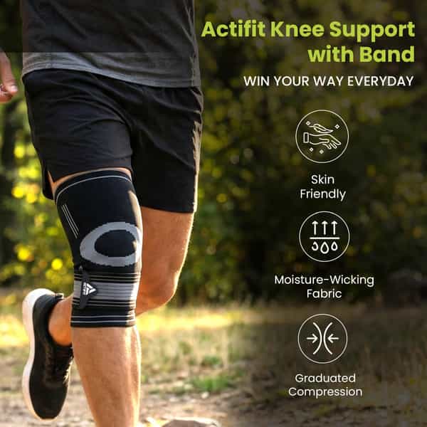 Actifit Knee Support With Adjustable Band | Compression Brace For Pain Relief | Sports & Gym - L