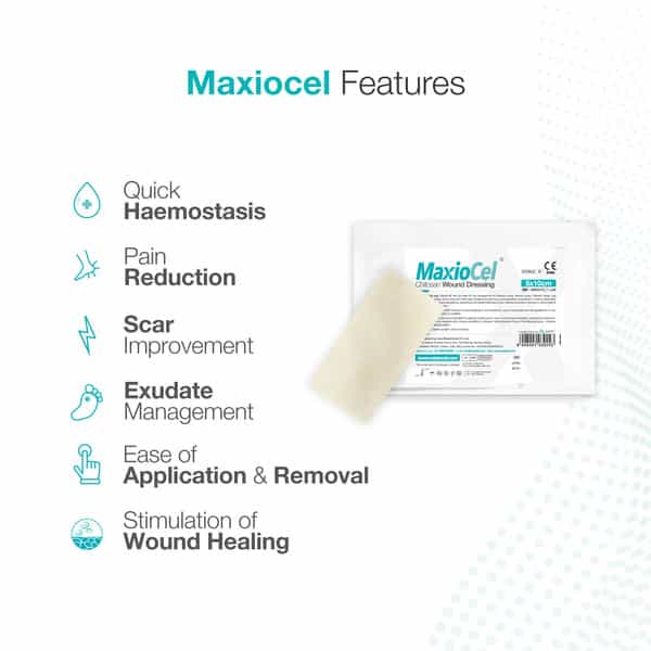 Maxiocel Wound Care Dressing For Diabetic Foot Ulcers (5Cm X 10Cm) - Box Of 5 Units
