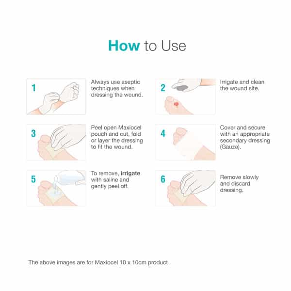 Maxiocel Wound Care Dressing For Diabetic Foot Ulcers (5Cm X 10Cm) - Box Of 5 Units