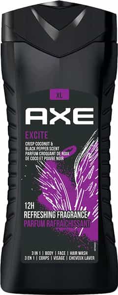 Axe Excite 3 In 1 Body | Face & Hair Wash For Men | Long-Lasting Fragrance | 400Ml