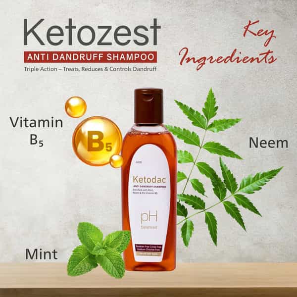 Ketozest Anti-Dandruff Shampoo 100 Ml | Ketoconazole 2 % | Paraben Free (Pack Of 2)