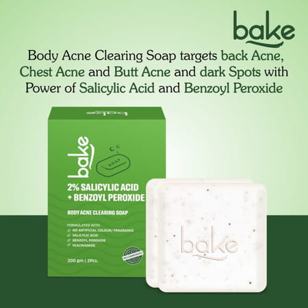 Bake 2% Salicylic Soap With Niacinamide For Body Acne & Dark Spots (Pack Of 2)