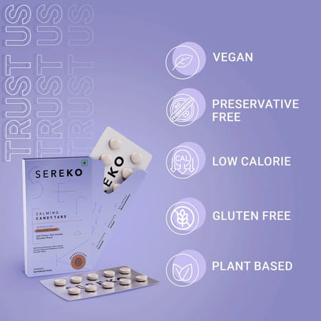 Sereko Calming Candy Tabs Plant-Based For Restful Deep Sleep,Reduce Stress & Mood Swing 10 Tablets