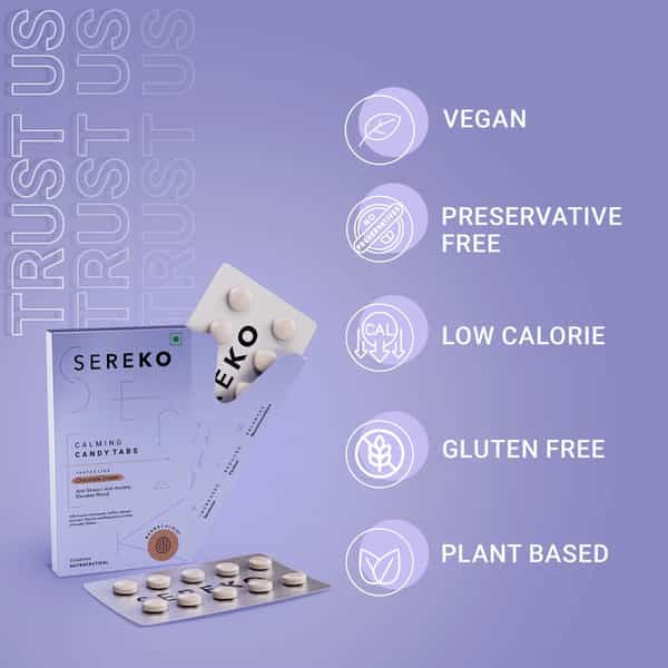 Sereko Calming Candy Tabs Plant-Based For Restful Deep Sleep | Reduce Stress & Mood Swing 10 Tablets