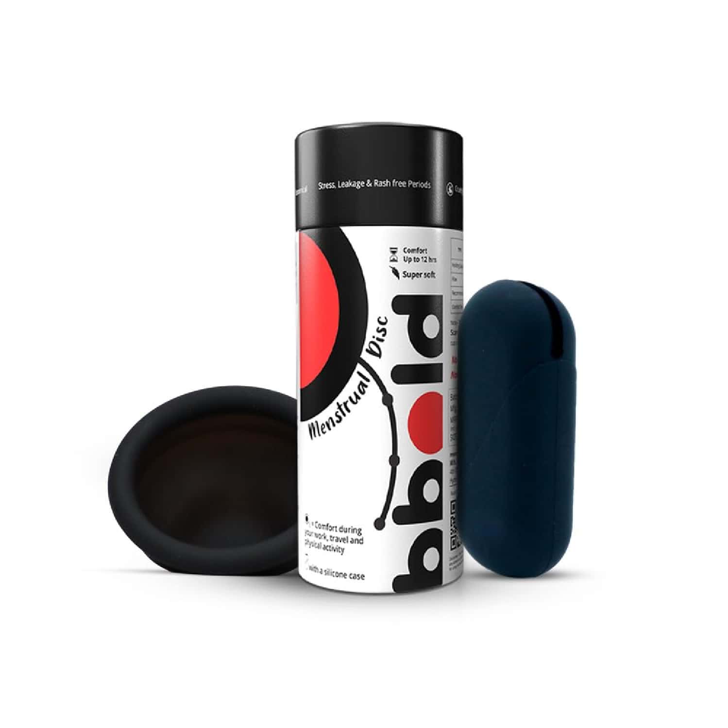 Bbold Reusable Menstrual Disc With Stem | Supersoft | 12h Protection | Black - Small