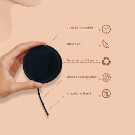 Bbold Reusable Menstrual Disc With Stem | Supersoft | 12h Protection | Black - Small