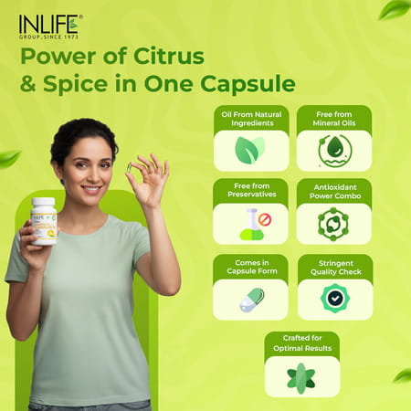 Inlife Natural Lemon Coriander Oil Capsules | Kindey Support Supplement | Veg- 60N