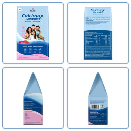 Calcimax Gummies Strawberry Flavour Sugar Free For Kids And Adults 60 Nos