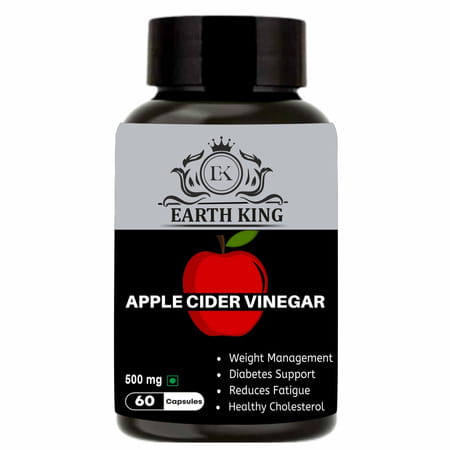 Earth King Apple Cider Vinegar Capsules For Weight Loss & Boost Energy - 60 Capsules (500 Mg)