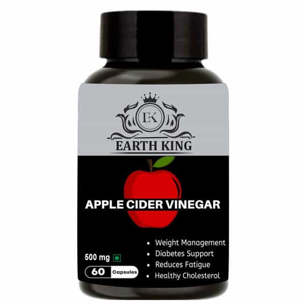 Earth King Apple Cider Vinegar Capsules For Weight Loss & Boost Energy - 60 Capsules (500 Mg)