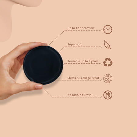 Bbold Reusable Menstrual Disc Without Stem | Supersoft | 12h Protection | Black - Small