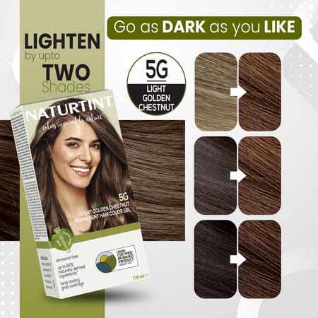 Naturtint Permanent Hair Colour 5g Light Golden Chestnut 170ml Ammonia Free 92% Natural Ingredients