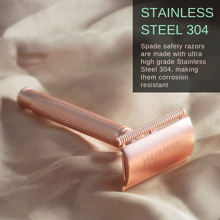 Hajamat Spade Double Edge Safety Razor Stainless Steel 304- Closed Comb Rose Gold Finish