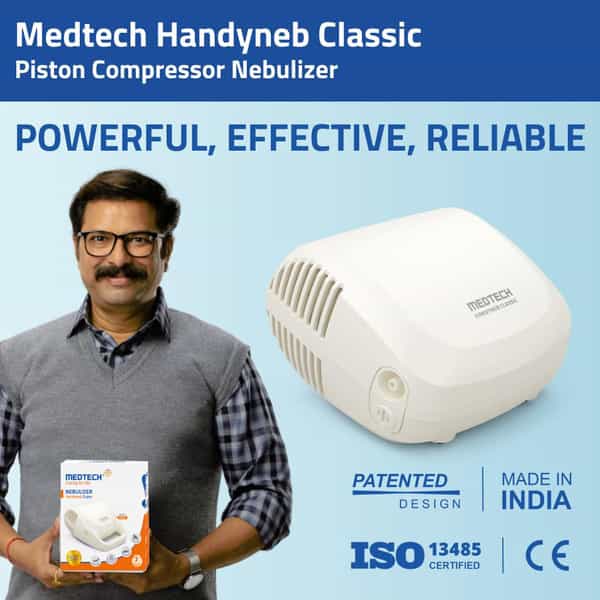 Medtech Handyneb Classic Compressor Nebulizer Compact Machine Complete Mask Kit For Adult And Child