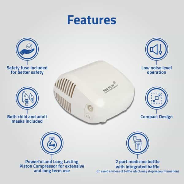 Medtech Handyneb Classic Compressor Nebulizer Compact Machine Complete Mask Kit For Adult And Child