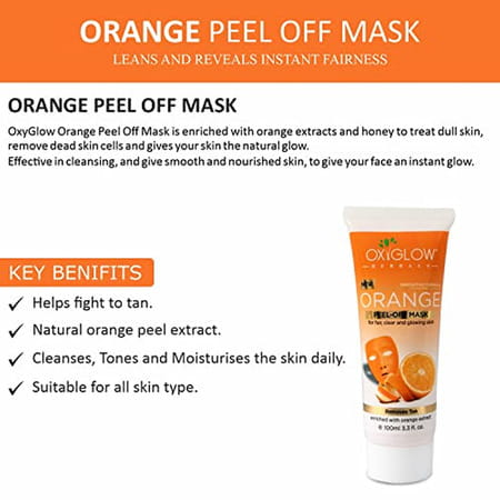 Oxyglow Herbals Orange Peel Off Mask|Natural Orange Peel Extract|Cleanser (100gram)