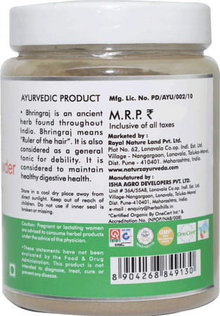 Naturz Ayurveda Organic Bhringraj Powder - 200 Gms (Pack Of 4)