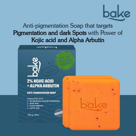 Bake 2% Kojic Soap With Arbutin & Niacinamide For Dark Spots & Tan (Pack Of 2)