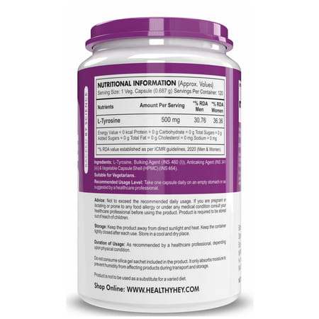 Healthyhey Nutrition L-Tyrosine - 120 Capsules
