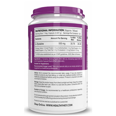 Healthyhey Nutrition L-Tyrosine - 120 Capsules