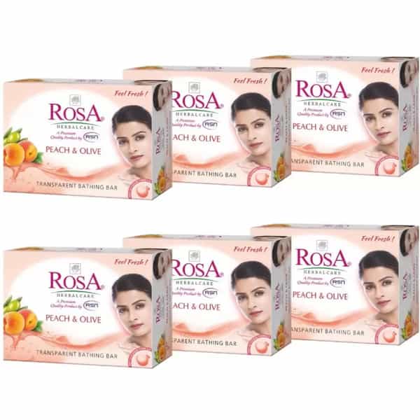 Rosa Transparent Peach & Olive Gel Soap I Skin Conditioners I Pack 6 *100G Each