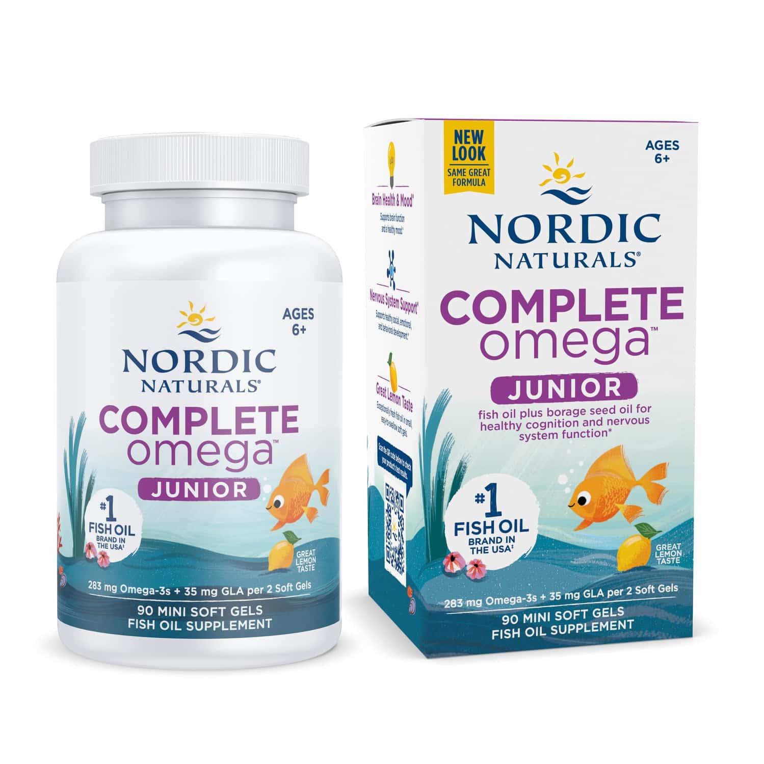 Nordic Naturals Complete Omega Junior | 283 Mg Fish Oil For Kids Epa & Dha Lemon Flavour 90 Softgel