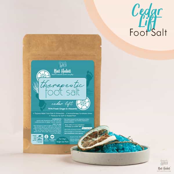 Nat Habit Cedarwood Therapeutic Foot Salt With Ginger & Mosambi Foot Spa | Aromatherapy - 100G