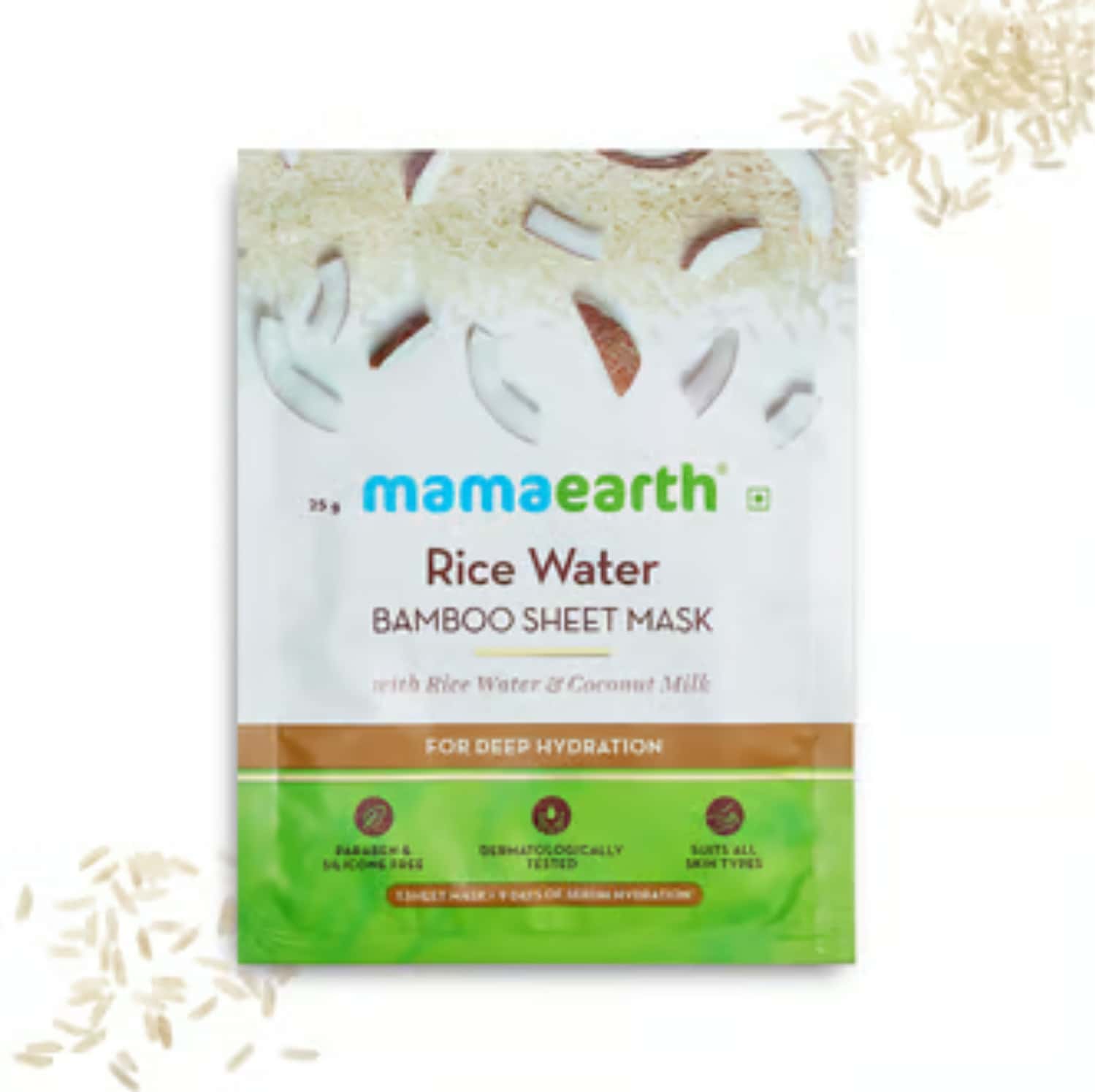Mamaearth Rice Water Bamboo Sheet Mask With Rice Water & Coconut Milk For Deep Hydration - 25 G