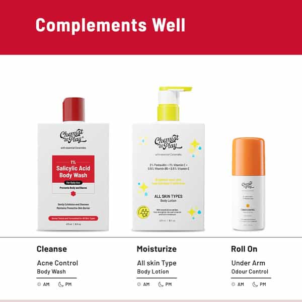 Chemist At Play Acne Control Body Wash With Ceramide | For Sweaty | Oily | Normal & Dry Skin | 473Ml
