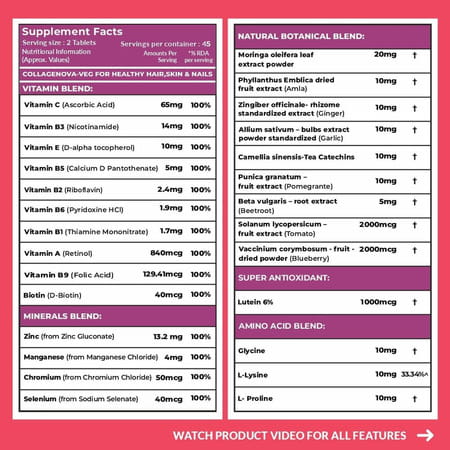 Carbamide Forte 100% Veg Collagen Builder-Plant Based Supplement-90 Tablets