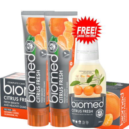 Biomed Completecare Citrus Fresh Toothpaste - Buy Two Get One Mouthwash Free- 100gms (20941)