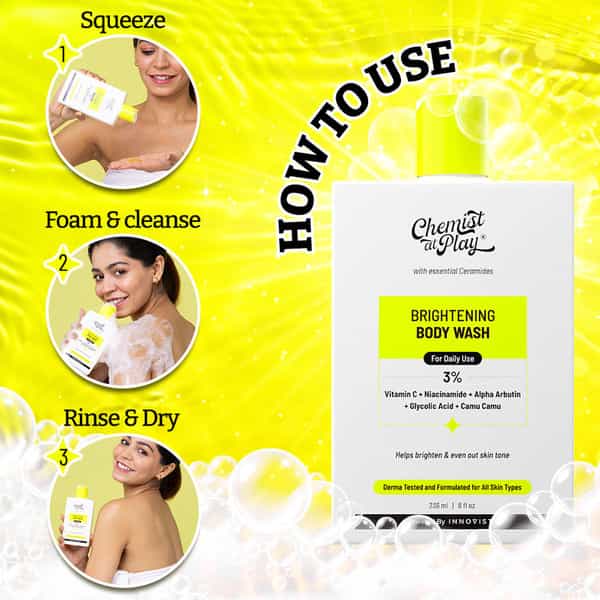Chemist At Play Brightening Body Wash| Fades Dark Spots | Evens Out Skin Tone | 236Ml