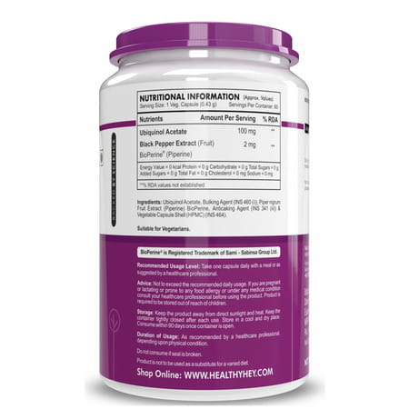 Healthyhey Nutrition Ubiquinol - Acetate - 60 Veg Capsules