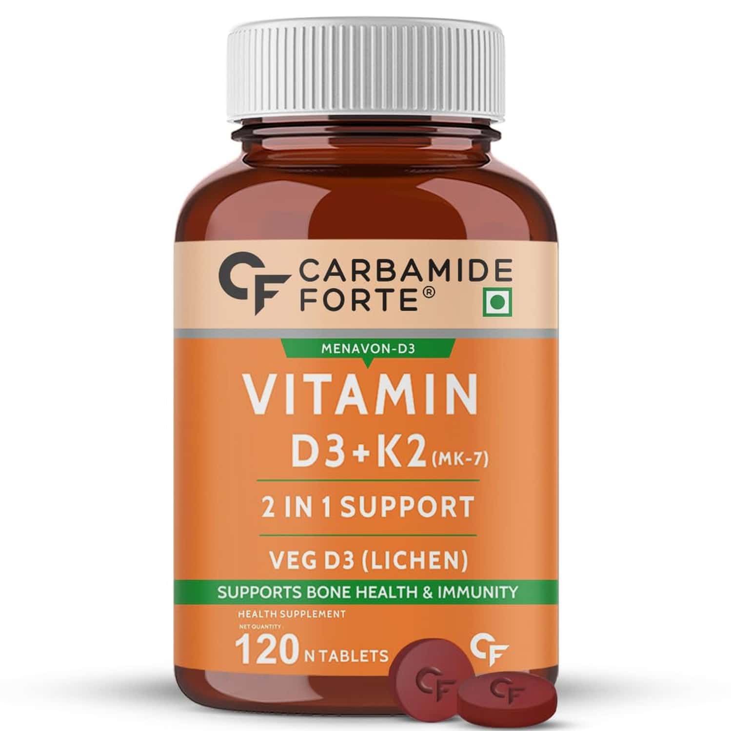 Carbamide Forte Vitamin D3+k2 Mk7 Bottle Of 120 Veg Tablets